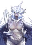 absurd_res big_breasts breasts capcom claws dragon elder_dragon featureless_breasts featureless_crotch female hi_res horn miao_jiangyou monster_hunter multicolored_body multicolored_scales mythological_creature mythological_scalie mythology nude scales scalie simple_background standing tail velkhana white_body white_scales wings yellow_eyes