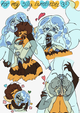 anthro breasts cunnilingus duo fellatio female female/female holidays kissing long_tongue oral penile sex simple_background spiral spiral_eyes text tongue vaginal wrapped_breasts anonymous_artist valentine's_day sunny_baudelaire arthropod bee bumble_bee_(species) ghost humanoid hymenopteran insect spirit hi_res trans_(lore) trans_woman_(lore)