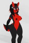 absurd_res anthro booponies breasts canid canine choker conditional_dnp ear_piercing female fox genitals hi_res jewelry looking_at_viewer mammal necklace nipples piercing pussy solo standing zoe_(nnecgrau)
