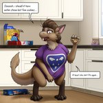 1:1 2020 anthro breasts brown_body brown_fur brown_hair clothing cookie detailed_background dialogue digital_media_(artwork) english_text female food fur hair hi_res holding_cookie holding_food holding_object inside kitchen mammal miltonholmes ooh out-of-placers polygonal_speech_bubble purple_clothing purple_shirt purple_topwear regret shirt signature slightly_chubby solo speech_bubble standing text topwear undertale undertale_(series) weight_gain yinglet