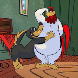 anthro armpit_sniffing balls beak black_body black_fur brown_body brown_fur butt duo feathers fur genitals looking_at_another male male/male penis red_body red_feathers smile sniffing white_body white_feathers joesanchez looney_tunes warner_brothers foghorn_leghorn gunner_rotthbauer avian bird canid canine canis chicken domestic_dog galliform mammal mastiff molosser phasianid rottweiler 1:1 digital_media_(artwork) hi_res