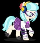 bottomwear clothing crystal electronics eyewear female feral glasses headphones heart_symbol skirt solo pixelkitties friendship_is_magic hasbro my_little_pony coco_pommel_(mlp) equid equine horse mammal pony 2016 alpha_channel hi_res