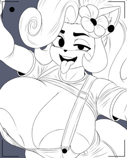 areola areola_slip big_breasts breasts bursting_breasts clothing curvy_figure female hair huge_breasts long_hair naughty_face open_mouth ponytail shirt smile solo tongue tongue_out topwear voluptuous senior_garabato activision crash_bandicoot_(series) coco_bandicoot bandicoot mammal marsupial absurd_res hi_res