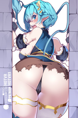 animal_ears big_breasts big_butt black_clothing black_panties black_underwear blush bottomwear breasts butt camel_toe clothed clothing female hair handwear long_tail looking_at_viewer looking_back looking_back_at_viewer open_mouth panties rear_view short_hair simple_background skirt solo tail thick_thighs topwear underwear white_background hotvr_(artist) animal_humanoid bovid bovid_humanoid bovine bovine_humanoid cattle_humanoid humanoid mammal mammal_humanoid 2:3 hi_res