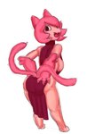 2_tails anthro back_boob barefoot big_breasts biped breasts butt claws cute_fangs fangs feet female fur hair hair_over_eye hand_on_butt hand_on_own_butt looking_back multi_tail open_mouth open_smile pink_body pink_fur pink_hair pink_skin presenting presenting_hindquarters rear_view short side_boob simple_background slit_dress smile solo standing tail teeth white_background raycada towergirls cat_princess domestic_cat felid feline felis mammal 2020 absurd_res digital_drawing_(artwork) digital_media_(artwork) full-length_portrait hi_res portrait