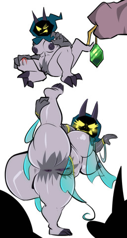 3_toes 4_fingers anthro anus before_and_after blush breasts clothing duo feet female fingers flexible genitals glowing glowing_eyes holding_amulet hood horn implied_transformation nipples one_eye_closed one_leg_up raised_leg simple_background splits spread_legs spreading standing tail toes translucent translucent_clothing vertical_splits vulva white_background la-frugele scalie 2025 digital_media_(artwork) hi_res