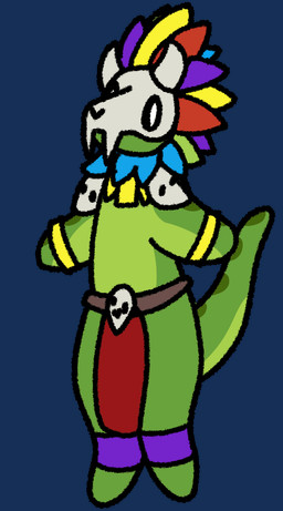 anthro bone bone_mask bottomwear bracelet clothing dancing dot_eyes feathered_crest feathers glowing glowing_eyes green_body green_scales head_crest jewelry loincloth male mask necklace scales simple_eyes skull skull_mask solo sweatband white_eyes terraria witch_doctor_(terraria) lihzahrd reptile scalie animated