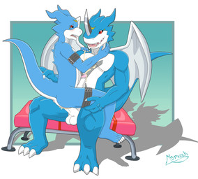 3_toes age_difference anal anal_penetration anthro anthro_on_anthro anthro_penetrated anthro_penetrating anthro_penetrating_anthro anus balls belly belt biceps big_feet biped blade blue_body blue_eyes blue_skin blush bodily_fluids butt claws collar countershading cum cum_in_ass cum_inside cum_on_belly cum_on_body cum_on_chest cum_on_penis cum_string cum_while_penetrated dominant duo ejaculation erection fangs feet foreskin from_front_position genital_fluids genitals gradient_background grey_body grey_skin grin hands-free horn humanoid_genitalia humanoid_penis larger_dom larger_male leaking leg_grab level_difference male male/male male_on_bottom male_on_top male_penetrated male_penetrating male_penetrating_male markings mastery_position membrane_(anatomy) membranous_wings muscular muscular_male nude older_male on_bottom on_lap on_top open_mouth orange_markings orgasm partially_retracted_foreskin pecs penetration penile penile_penetration penis penis_in_ass penis_size_difference precum red_eyes red_markings retracted_foreskin scales sex simple_background sitting sitting_on_lap size_difference smaller_male smaller_on_top smaller_penetrated smile spread_legs spreading straddling string tail teeth toe_claws toes tongue white_belly white_body white_skin wings yellow_body yellow_skin younger_male younger_penetrated meteorsmash bandai_namco digimon mythology digimon_(species) dragon exveemon flamedramon mythological_creature mythological_scalie scalie 2013