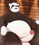 anthro balls big_penis bodily_fluids erection eyes_closed foreskin genitals male musk open_mouth overweight overweight_male penis sauna solo sweat vein brick_break_after_dark freedom_planet galaxytrail general_gong bear giant_panda mammal absurd_res hi_res