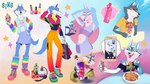 anthro bottomwear clothed clothing dessert duo eating female food fully_clothed ice_cream male multiple_outfits pants standing aka_inku illumination_entertainment sing_(movie) jimmy_crystal porsha_crystal arctic_wolf canid canine canis mammal wolf 16:9 hi_res widescreen