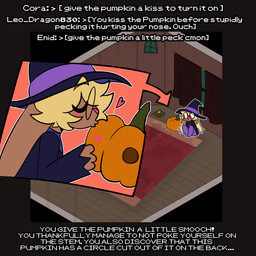 animated_webp anthro clothing eyewear female food fruit glasses hat haunted_house headgear headwear heart_symbol holidays kissing plant pumpkin solo text wearing_glasses witch_costume witch_hat corruptedcryptid halloween nintendo pokemon penny_(corruptedcryptid) generation_4_pokemon lopunny pokemon_(species) animated english_text hi_res trans_(lore) trans_woman_(lore)