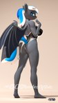 anthro blue_eyes blue_hair blue_nail_polish blue_nails blue_toenails butt clothing colored_nails feet female grey_body hair humanoid_feet looking_at_viewer membrane_(anatomy) membranous_wings multicolored_hair multicolored_tail nails one-piece_swimsuit plantigrade ponytail pupils slit_pupils solo swimwear tail toenails toes white_hair wings anthroponiessfm hasbro my_little_pony diamond_azure fan_character bat_pony equid mammal 3d_(artwork) absurd_res digital_media_(artwork) hi_res