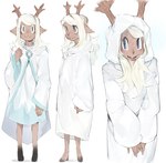 anthro antlers barefoot buckteeth clothed clothing cloven_hooves coat feet female freckles hooves horn solo teeth thin_calves topwear 9999gpera deltarune undertale_(series) noelle_holiday deer mammal new_world_deer reindeer