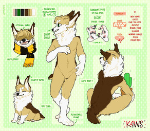 anthro blood bodily_fluids brown_body brown_fur cheek_tuft dipstick_ears ear_markings eyes_closed facial_tuft featureless_crotch feral front_view fur gloves_(marking) green_eyes leg_markings male markings multicolored_ears neck_tuft nude pattern_background rear_view simple_background sitting socks_(marking) solo standing tan_body tan_fur teeth text tuft white_body white_fur 0ct0m0n0 kaws canid mammal english_text model_sheet signature