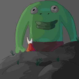 anthro black_eyes bottomwear brown_bottomwear brown_clothing brown_pants cloak closed_smile clothing duo female green_body green_lips green_skin humor lips male mouth_closed pants red_cloak red_clothing shell size_difference smile thick_lips jurynav adult_swim cartoon_network hollow_knight_(franchise) smiling_friends team_cherry hornet_(hollow_knight) mr._frog_(smiling_friends) amphibian arthropod frog 1:1 crossover hi_res