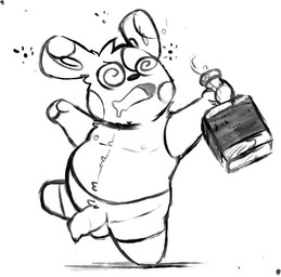 alcohol anthro balls beverage bottomless clothed clothing drunk erection flaccid foreskin fur genitals humanoid_genitalia humanoid_penis long_foreskin male nude oculama open_mouth penis simple_background slightly_chubby smile solo spiral spiral_eyes spiral_oculama substance_intoxication text tongue raburigaron nintendo pokemon generation_3_pokemon mammal pokemon_(species) spinda 2017 black_and_white digital_media_(artwork) english_text monochrome