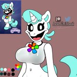 1:1 2024 absurd_res anthro artist_name beanontoast big_breasts black_sclera blue_hair blue_tail breasts craftycorn critters_(poppy_playtime) curvy_figure digital_drawing_(artwork) digital_media_(artwork) equid equine eyelashes featureless_breasts female fluffy fluffy_tail hair hi_res horn jewelry long_tail looking_at_viewer mammal mob_entertainment mythological_creature mythological_equine mythology navel necklace nude open_mouth open_smile patreon patreon_logo poppy_playtime simple_background small_waist smile smiling_critters solo tail twitter twitter_logo unicorn unicorn_horn voluptuous watermark white_body white_eyes wide_hips