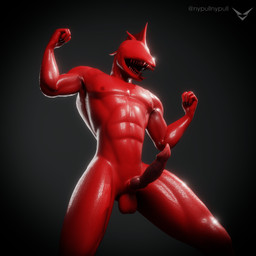 anthro balls claws colored_nails genitals grey_background highlights_(coloring) knot knotted_penis male muscular muscular_male nails nipples penis pose red_body red_nails red_skin red_teeth sharp_teeth simple_background solo spikes spikes_(anatomy) teeth tongue wet wet_body nypull scp_foundation humanoid scp-939 hi_res