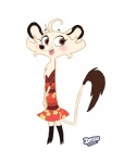 anthro blush boots brown_eyes chest_tuft clothing dress female footwear open_mouth shoes simple_background smile solo tuft white_background dedoarts sherlock_yack hermione mammal mustelid musteline stoat true_musteline weasel 2011