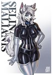 absurd_res anthro armwear big_breasts black_bodysuit black_clothing black_latex black_nose black_skinsuit blue_collar blue_eyes bodysuit breasts canid canine canis clothed clothing collar corset crossed_legs elbow_gloves fangs female fluffy fluffy_tail fur glistening glistening_latex gloves grey_body grey_fur grey_hair hair hand_on_hip handwear heart_symbol hi_res inner_ear_fluff jooshy latex latex_armwear latex_clothing latex_gloves latex_handwear latex_legwear latex_skinsuit latex_thigh_highs legwear lingerie looking_at_viewer mammal one_eye_closed rubber_clothing selin_malianis simple_background skinsuit smile solo tail teeth thigh_highs tight_clothing topwear tuft white_clothing white_gloves white_handwear white_latex white_legwear white_thigh_highs wolf zipper