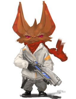 anthro bat_ears bottomwear brown_body brown_fur clothed clothing footwear fur gun holding_gun holding_object holding_ranged_weapon holding_weapon jacket looking_at_viewer male pants ranged_weapon red_eyes scarf shoes simple_background solo topwear tuft weapon neungsonie battery_(neungsonie) bat desert_long-eared_bat mammal wingless_bat digital_media_(artwork)