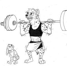 3_toes 4_fingers ambiguous_gender anthro arm_tuft athletic athletic_female barbell biceps black_bottomwear black_bra black_clothing black_nose black_shorts black_sports_bra black_underwear bodily_fluids bottomwear bra buckteeth cheek_tuft claws clenched_teeth clothing collarbone dipstick_tail duffel_bag duo ears_back ears_down elbow_tuft exercise eyelashes facial_tuft feet female finger_claws fingers focused fur glare intimidation larger_female looking_at_another looking_up markings midriff multicolored_tail neck_tuft nervous pivoted_ears scruffy shirt shorts shoulder_tuft simple_background size_difference smaller_ambiguous sports_bra spots spotted_body spotted_fur standing sweat t-shirt tail tail_markings teeth toe_claws toes topwear tuft underwear walking weightlifting white_background white_bottomwear white_clothing white_shirt white_shorts white_t-shirt white_topwear workout labjer disney zootopia aafiya_khalil_(spiff) fan_character hyena lagomorph leporid mammal rabbit spotted_hyena 2016 black_and_white monochrome traditional_media_(artwork)