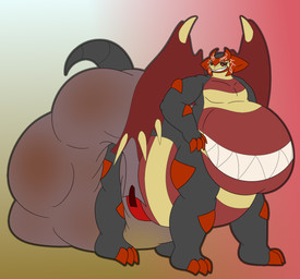 black_body clothing diaper feces looking_at_viewer male overweight overweight_male pooping scatplay smile solo tail yoshi-eats-your-pie mythology nintendo pokemon altered_forme_giratina dragon generation_4_pokemon ghost giratina legendary_pokemon mythological_creature mythological_scalie pokemon_(species) scalie spirit taur
