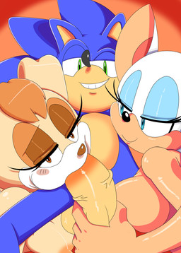 anthro balls big_breasts breasts collaborative collaborative_fellatio collaborative_oral collaborative_sex erection fellatio female genitals glistening glistening_body glistening_skin gradient_background group lidded_eyes male male/female mature_anthro mature_female nude oral penetration penile penis sex simple_background superbunnygt sega sonic_the_hedgehog_(series) rouge_the_bat sonic_the_hedgehog vanilla_the_rabbit bat eulipotyphlan hedgehog lagomorph leporid mammal rabbit 2016 absurd_res digital_media_(artwork) hi_res
