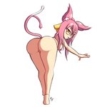 bent_over breasts butt female genitals hair nude pink_hair presenting presenting_hindquarters pussy raised_tail rear_view side_boob simple_background solo tail white_background steeckykees arc_system_works blazblue kokonoe_mercury animal_humanoid cat_humanoid felid felid_humanoid feline feline_humanoid humanoid mammal mammal_humanoid 1:1 full-length_portrait hi_res portrait