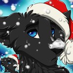 anthro black_body black_fur blue_eyes christmas_clothing christmas_headwear clothing fur hat headgear headwear holidays male outside sad santa_hat snow snowing solo wintersnowolf christmas blackshepard canid canine canis domestic_dog german_shepherd herding_dog mammal pastoral_dog 1:1 2013 digital_media_(artwork) icon low_res