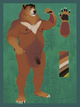 anthro balls darkened_genitalia flaccid flexing flexing_bicep genitals humanoid_genitalia humanoid_penis looking_at_viewer male male_anthro mastectomy_scar neck_tuft nipples nude nude_anthro nude_male overweight overweight_anthro overweight_male penis phalloplasty_scar scar solo standing tuft visibly_trans chubchow bear mammal 2025 3:4 absurd_res hi_res model_sheet trans_(lore) trans_man_(lore)
