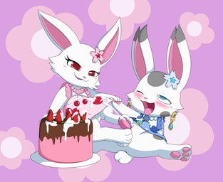 abstract_background accessory apron apron_only balls blue_eyes blush bodily_fluids cake candy chocolate clothing cum cum_on_cake cum_on_food cumshot dessert duo ejaculation feet female flower flower_in_hair food foot_fetish foot_play footjob fruit fur genital_fluids genitals hair hair_accessory hand_holding jewelry male male/female necklace penile penis plant red_eyes sex strawberry tapering_penis two-footed_footjob vulva white_body white_fur seripheon jewelpet sanrio sega sega_fave ageam_(sylvtasticalsylveon) ruby_(jewelpet) lagomorph leporid mammal rabbit hi_res