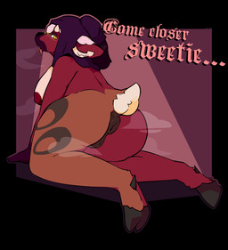 anthro anus beckoning black_hair brown_body brown_fur countershade_torso countershading dialogue facial_piercing feet female fur furgonomic_piercing furgonomics genitals gesture glowing glowing_eyes hair hooves horn kneeling looking_at_viewer musk muzzle_piercing nose_piercing nun nun_outfit overweight overweight_anthro overweight_female piercing scut_tail short_tail solo steam tail talking_to_viewer term_of_endearment text tongue tongue_out tongue_piercing vulva yellow_eyes catjamn steph_(catjamn) deer mammal 2022 aliasing digital_media_(artwork) english_text hi_res