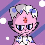 ambiguous_gender anthro feathers fur jewelry pink_body pink_fur purple_background purple_eyes simple_background solo ferretboy269 nintendo pokemon fan_character kerolink generation_4_pokemon pokemon_(species) weavile bust_portrait colored digital_media_(artwork) portrait shaded