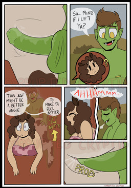 balls big_breasts black_border blush bodily_fluids border breasts butt clothed clothing dialogue duo erection female female_penetrated fur genital_fluids genitals green_body green_skin hole_in_wall huge_breasts male male/female male_penetrating male_penetrating_female penetration penile penile_penetration penis penis_in_vagina sex simple_background smile speech_bubble stuck text thick_thighs thigh_sex through_wall vaginal vaginal_penetration vulva corruptedcryptid dungeons_and_dragons hasbro wizards_of_the_coast animal_humanoid bovid bovid_humanoid bovine bovine_humanoid cattle cattle_humanoid humanoid mammal mammal_humanoid orc comic english_text hi_res