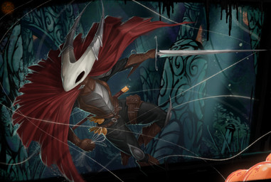 anthro armor belt boots cape clothing fantasy female footwear gloves handwear horn horn_armor leather leather_armor leather_clothing leather_topwear mask medieval medieval_armor medieval_clothing medieval_fantasy melee_weapon metal_armor rope scabbard shoes silk solo sword topwear weapon maya_bladewing_(artist) hollow_knight_(franchise) team_cherry hornet_(hollow_knight) arthropod humanoid insect hi_res