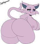 anthro areola big_breasts big_butt breasts butt female fur huge_breasts huge_butt nipples nude purple_body purple_fur simple_background solo tongue tongue_out white_background wide_hips zephyreon nintendo pokemon eeveelution espeon generation_2_pokemon pokemon_(species) hi_res