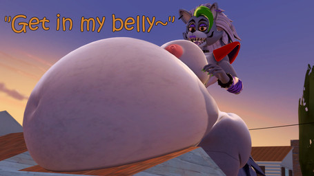anthro areola belly big_belly big_breasts breasts colored_nails eyebrows female green_hair green_nails grey_hair hair huge_belly huge_breasts hyper hyper_belly machine macro macro_anthro macro_female nails nipples on_model open_mouth pink_areola pink_nipples shoulder_pads solo teeth text coriponer five_nights_at_freddy's five_nights_at_freddy's:_security_breach scottgames steel_wool_studios roxanne_wolf animatronic canid canine canis mammal robot wolf 16:9 2025 3d_(artwork) 4k absurd_res digital_media_(artwork) english_text hi_res source_filmmaker_(artwork) widescreen
