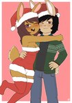 anthro black_eyes black_hair blush breasts brown_body brown_fur brown_hair christmas_clothing christmas_headwear christmas_sweater christmas_topwear cleavage clothed clothing duo female fur hair hand_on_back hand_on_shoulder hat headgear headwear holidays hug legwear long_ears long_hair male male/female one_eye_closed pink_nose purple_eyes santa_hat short_hair short_tail simple_background small_breasts stockings sweater tail topwear young young_anthro gi0 christmas james_flynn janice_flynn lagomorph leporid mammal rabbit 2019 absurd_res hi_res signature brother_(lore) brother_and_sister_(lore) sibling_(lore) sister_(lore)