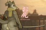 2019 anthro asian_clothing backsack balls big_butt biped bulge butt canid canine canis clothing east_asian_clothing english_text fromsoftware fundoshi fur genitals grey_body grey_fur hair humor japanese_clothing looking_at_viewer looking_back male mammal melee_weapon meme pkaocko ponytail prosthetic rear_view scarf sekiro:_shadows_die_twice solo sword text thick_thighs underwear vanquished_(meme) weapon white_balls wolf wolf_(sekiro)