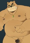 anthro balls belly blush brown_body brown_fur erection eyewear foreskin fupa fur genitals glasses jewelry male navel necklace nude overweight overweight_male penis solo haoming lifewonders tokyo_afterschool_summoners volos_(tas) bear mammal hi_res