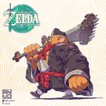 1:1 absurd_res an_vo clothed clothing domestic_pig footwear goron hat headgear headwear hi_res journey_to_the_west male mammal melee_weapon muscular muscular_male nintendo overweight overweight_male shoes simple_background solo suid suina sus_(pig) tears_of_the_kingdom text the_legend_of_zelda weapon yunobo zhu_bajie