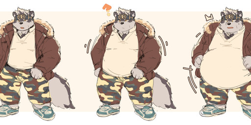 anthro belly belly_overhang belly_peeking_out big_belly body_hair bottomwear brown_body brown_fur brown_hair cargo_pants chest_hair clothed clothing ellipsis embarrassed footwear fur hair hoodie male moobs muscular muscular_male navel obese obese_male open_clothing open_hoodie open_mouth open_topwear overweight overweight_male pants pecs question_mark shirt shoes sneakers solo surprised topwear weight_gain weight_gain_sequence white_body white_clothing white_fur white_hair white_shirt white_topwear natamaru_a lifewonders tokyo_afterschool_summoners horkeu_kamui_(tas) canid canine canis mammal wolf absurd_res hi_res