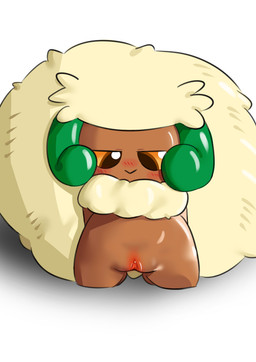 blush brown_body female feral genitals kneeling solo vulva olihai nintendo pokemon generation_5_pokemon pokemon_(species) whimsicott absurd_res hi_res
