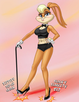 anthro bottomwear bow_tie cane clothing cuffs_(clothing) dance_shoes dancewear dancing dancing_girl female footwear gloves hair handwear high_heels hotpants ponytail shirt shoes shorts showgirl solo tank_top tap_dancing tap_shoes topwear bhawk looney_tunes warner_brothers lola_bunny rabbit_(rabbit) lagomorph leporid mammal rabbit hi_res