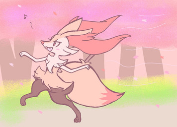 3_toes ambiguous_anthro ambiguous_gender anthro arm_tuft biped black_body black_fur blush blush_stickers cheek_tuft cherry_blossom chest_tuft cute_fangs digitigrade dipstick_tail facial_tuft fangs feet flat_chested flower fur hip_tuft inner_ear_fluff markings motion_lines multicolored_body multicolored_fur musical_note musical_symbol nude_ambiguous nude_anthro object_in_tail open_mouth open_smile orange_body orange_eyes orange_fur orange_inner_ear_fluff orange_tail_tip outside plant pointy_ears prick_ears prunus_(flower) running shoulder_tuft side_view smile solo spring_(season) stick stick_in_tail symbol tail tail_markings tapering_snout teeth toes tongue tree tuft two_tone_tail white_body white_fur yellow_body yellow_fur yellow_tail gd-058 nintendo pokemon braixen canid generation_6_pokemon mammal pokemon_(species) 2024 aliasing binary_drawing digital_drawing_(artwork) digital_media_(artwork) flat_colors full-length_portrait japanese_description portrait translated_description female_(lore)