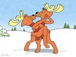 anthro antlers balls casual_nudity dancing duo fur genitals hair hand_holding hooves horn male male/male nude romantic romantic_ambiance tango_(dance) zeklullaby spot's_magical_christmas spot_the_dog_(series) deer mammal new_world_deer reindeer 2022 hi_res