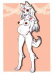 2019 amaterasu_(okami) anthro belly big_belly breasts brown_nipples canid canine canis capcom clover_studio deity female fur genitals hi_res j7w mammal navel nipples nude okami_(capcom) pregnant pregnant_anthro pregnant_female pussy solo white_body white_fur wolf yellow_eyes