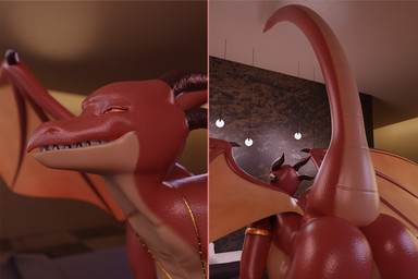 absorption_vore anthro bed bedroom big_breasts breasts female furniture gold_(metal) gold_jewelry horn jewelry nude nude_anthro nude_female raised_tail solo swallowing tail tail_bulge tail_fetish tail_play tail_vore vore wings hiddenmask18 mythology tila_(hiddenmask18) dragon mythological_creature mythological_scalie scalie 3:2 3d_(artwork) blender_(artwork) comic digital_media_(artwork)