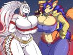 2014 abs anthro areola big_breasts blue_hair breast_squish breasts canine carmelita_fox cleavage clothed clothing duo erect_nipples eye_contact female fox gun hair huge_breasts jaeh long_hair mammal navel nipples ranged_weapon sly_cooper_(series) smile tight_clothing two_tone_hair weapon wolf
Rating: Questionable
Score: 8
User: Robinebra
Date: January 27, 2014